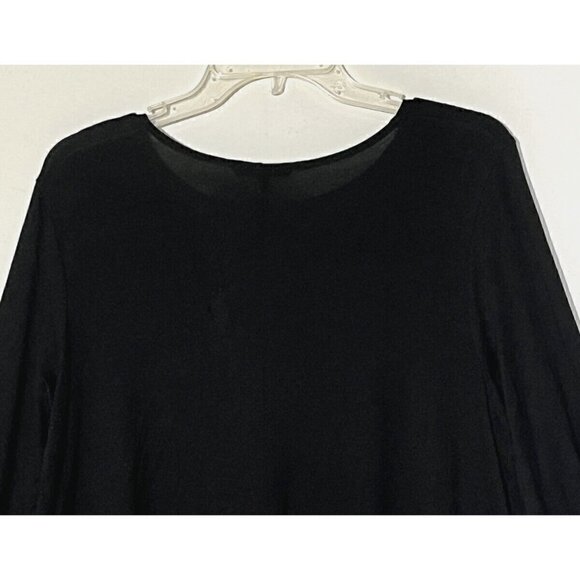 Eileen Fisher Black Long Sleeve Round Neck Stretch Tunic Mini Dress - Picture 4 of 6